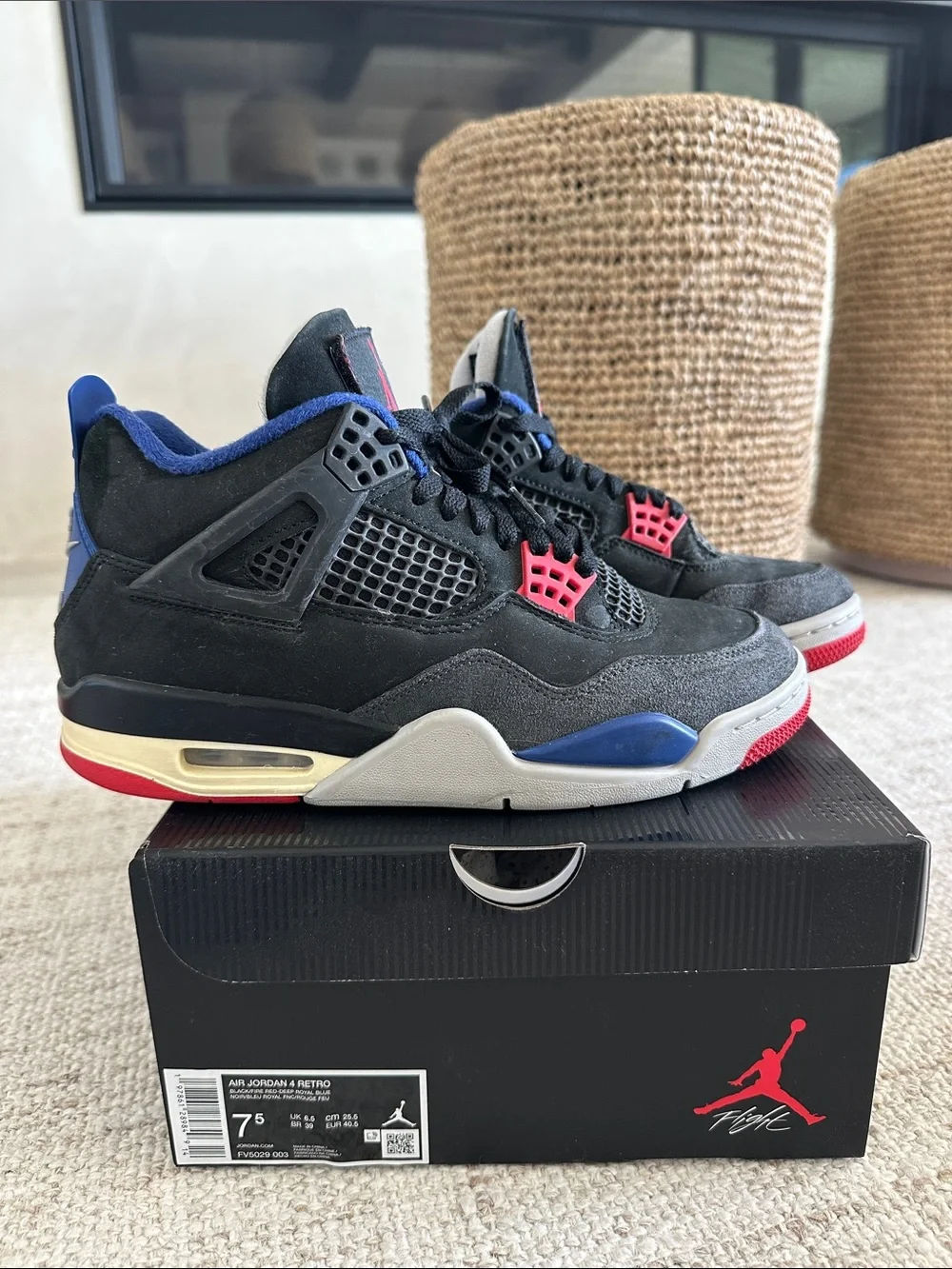 Air Jordan 4 Retro black fire red deep royal blue